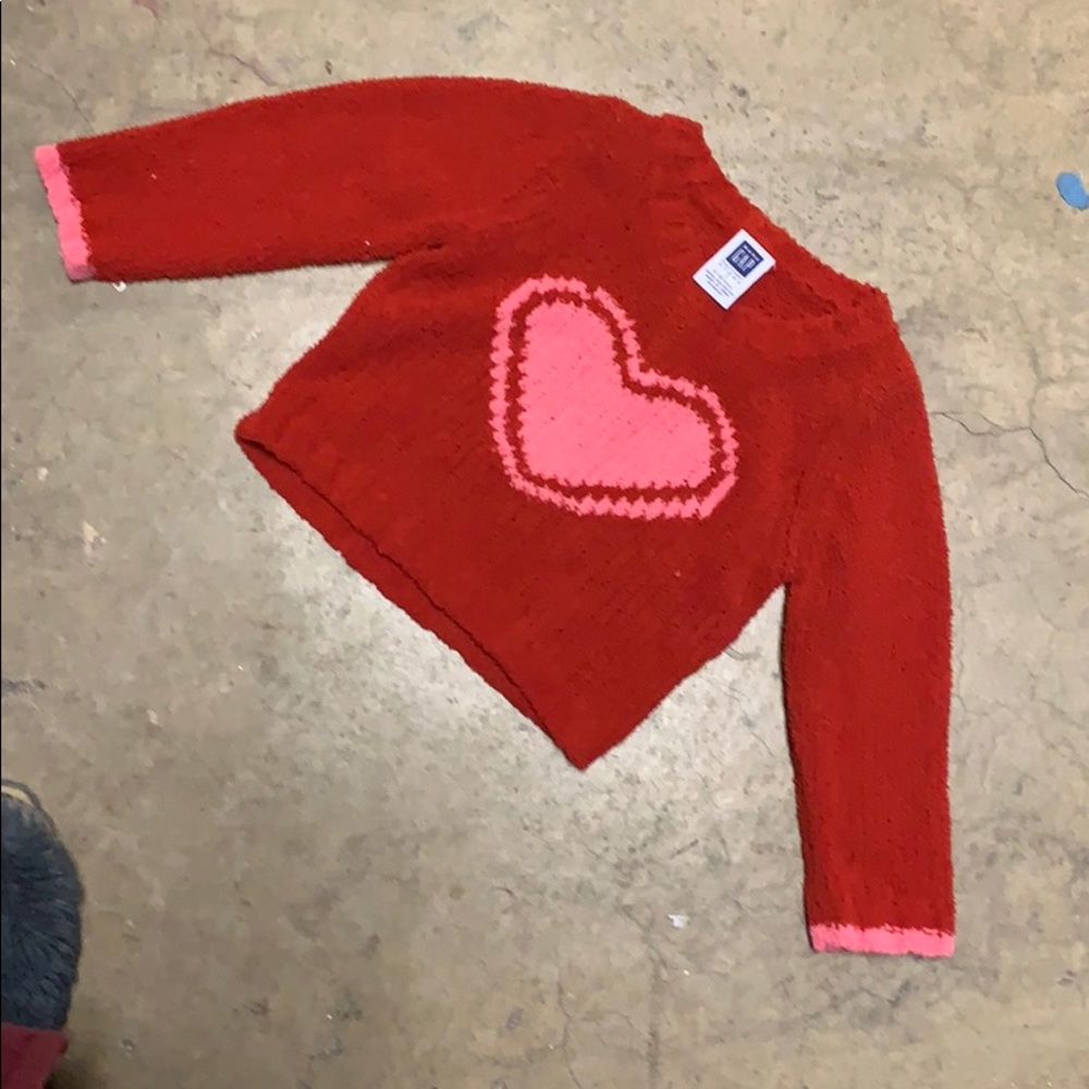 Toddler girl heart sweater .